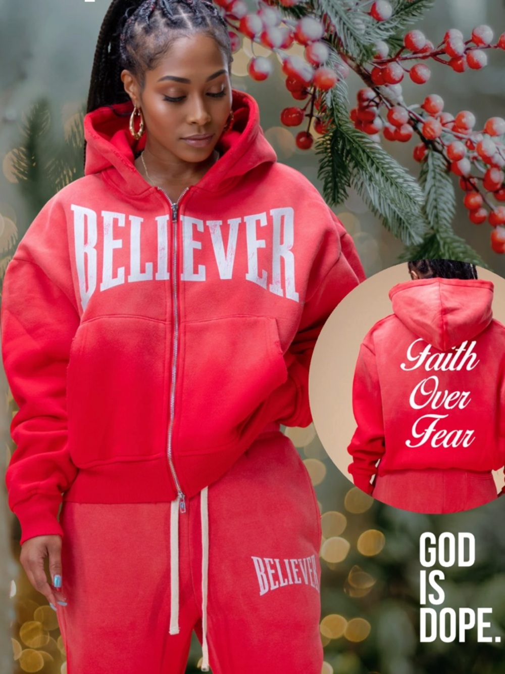 ✨God is Dope “Believer” Zip Hoodie